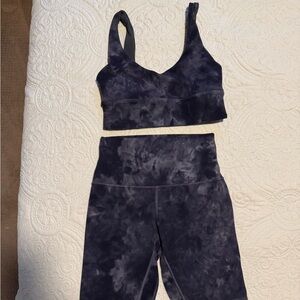 Lululemon Align Matching Set Navy Tie Dye | Longline Bra + 6” Shorts